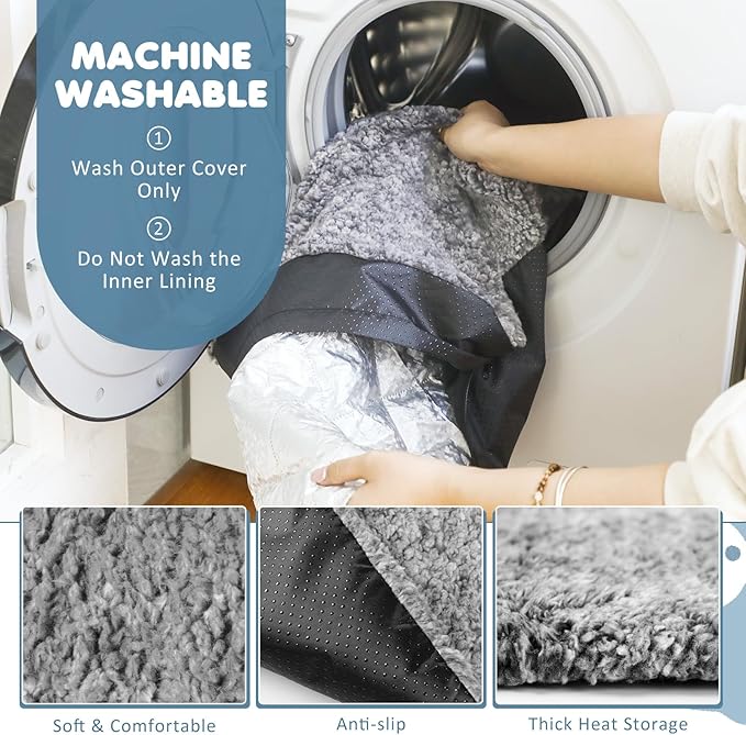 6 Pack Self Warming Cat Pads 18 x 24 Inch Self Heating Dog Cat Mats Extra Warm Thermal Pet Bed Washable Pet Crate Bed Mat Blanket Removable Cover Non Slip for Indoor Outdoor Pets (Grey)