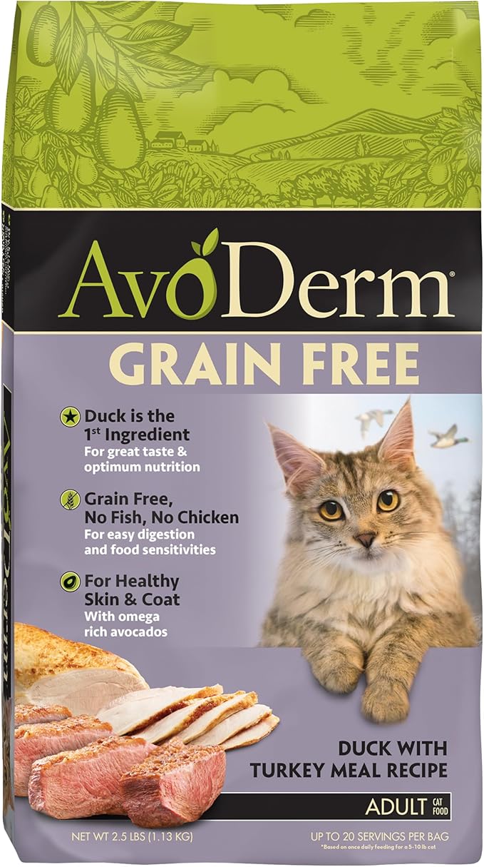 Avoderm Natural Grain-Free Dry Cat Food, All Life Stages Duck Recipe, 2.5 Lb Bag, 1 Count (Pack of 1)