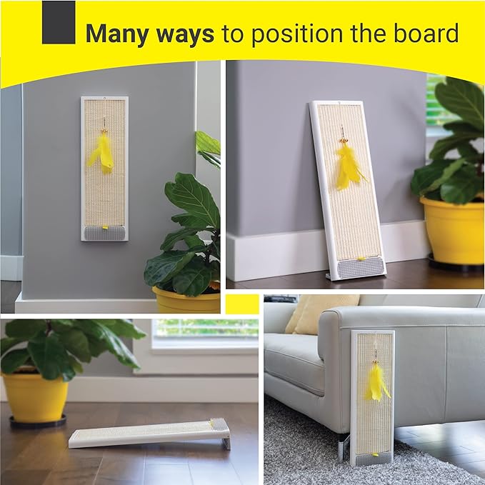 SVD.PET Cat Scratching Post, Natural sisal Pad Cat Scratching Board, Kitten Scratcher w/Replaceable Natural sisal Pad & Self-Groom Brush, Wall Mounted or Floor Use, Cat Toys Included(20x6.5)