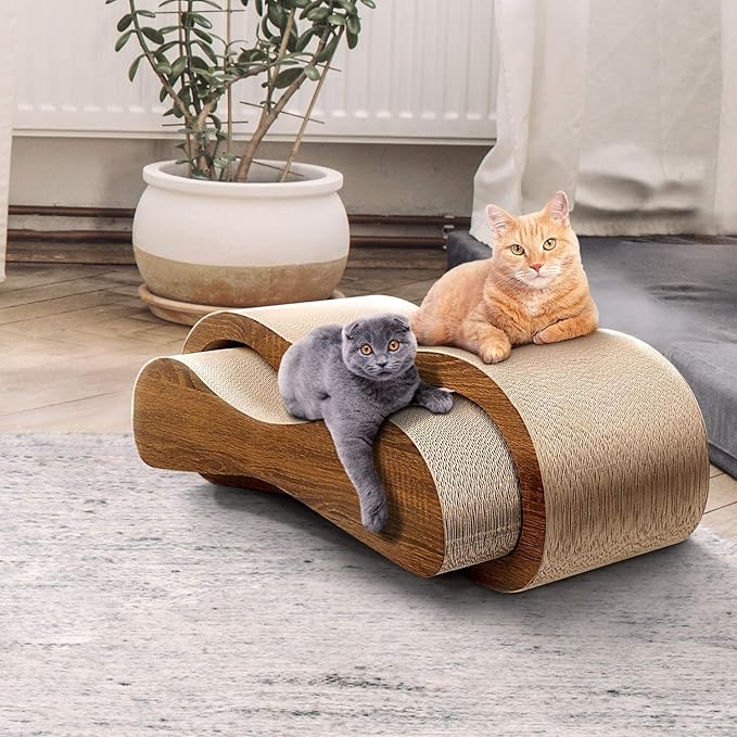 2 in 1 Cat Scratcher Cardboard Lounge Bed, Cat Scratching Board, Durable Board Pads Prevents Furniture Damage,Large