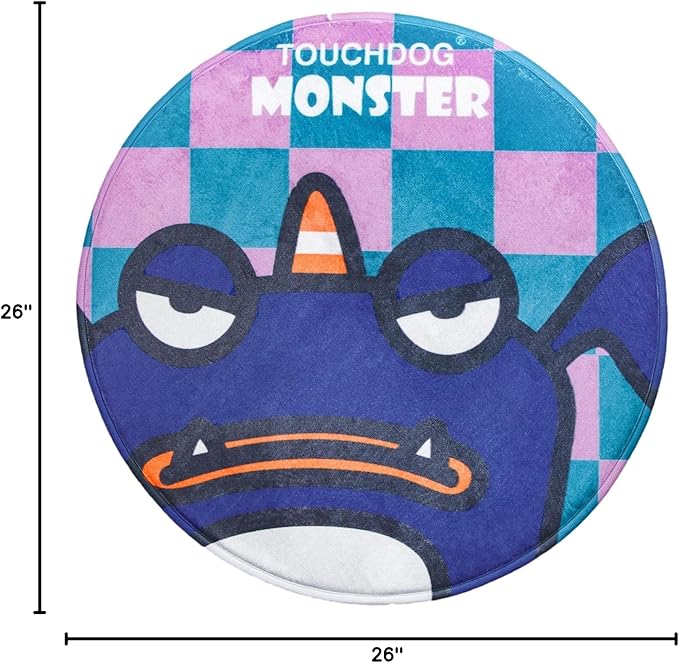 Touchdog ® Cartoon Crabby-Tooth Monster Cat and Dog Mat - Rounded Dog Bed for Both Indoor and Outdoor use - Pet Mat Features Quick-Drying Technology Looks Fun and Decorative for Any Home