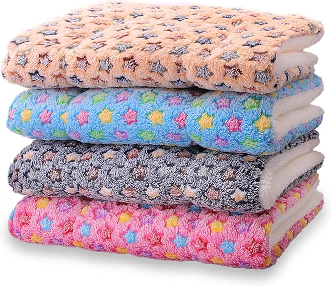 FJWYSANGU Fluffy Pet Cat Blanket Soft Coral Velvet Pet Puppy Cushion Mat Warm Cover Soft Pad Mat Beige S