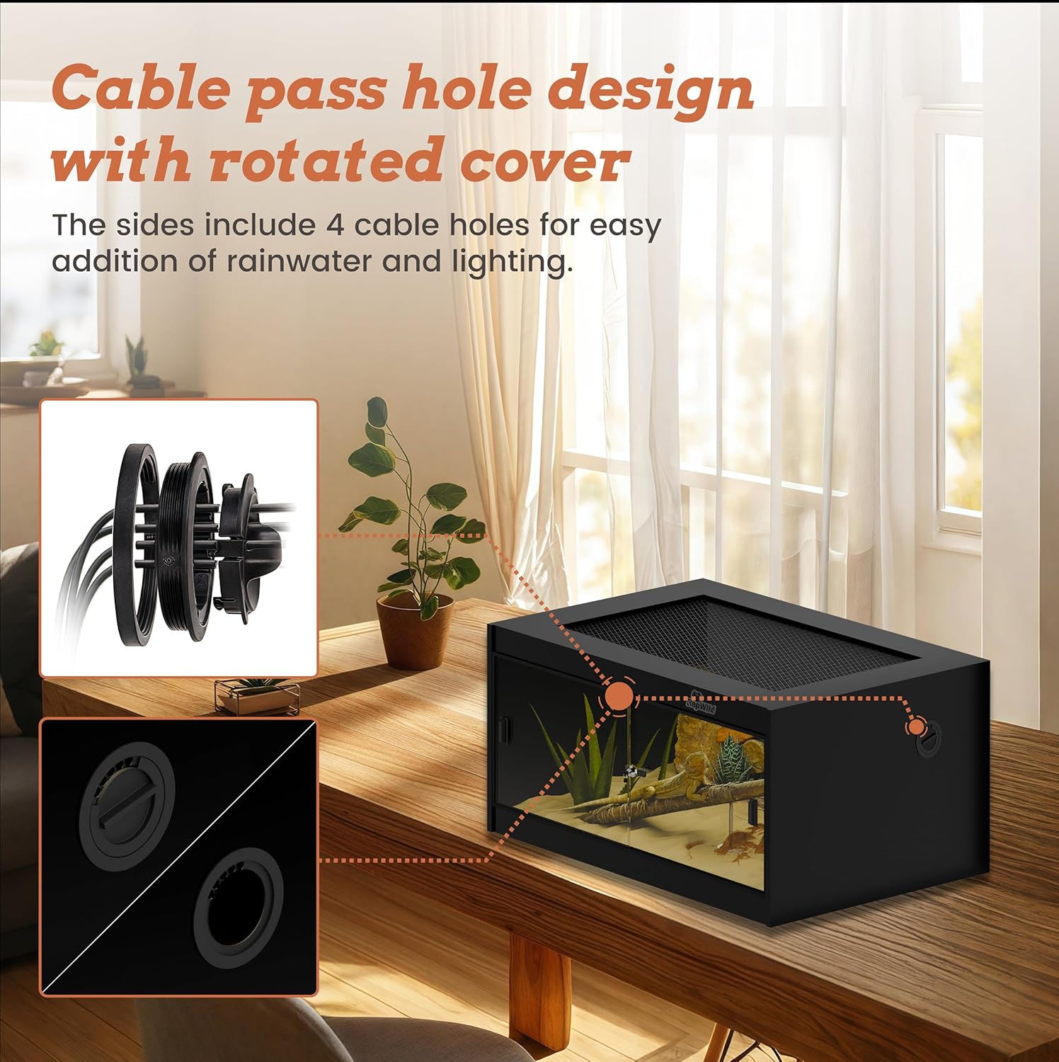 20 Gallon PVC Reptile Enclosure, RepWild 24"x18"x12" Terrarium/Tank with Heavy-Duty Screen Top, Glass Sliding Doors & Lock for Bearded Dragons, Ball Python, Geckos, Lizards