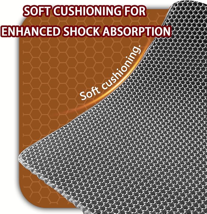 2025 𝗡𝗘𝗪 Waterproof Cat Litter Mat | Double Layer EVA, Odor-Free Large Grid | Urine Proof & Easy Cleanup | Soft on Paws | Versatile Design for Litter and Feeding (Black, 12×19)