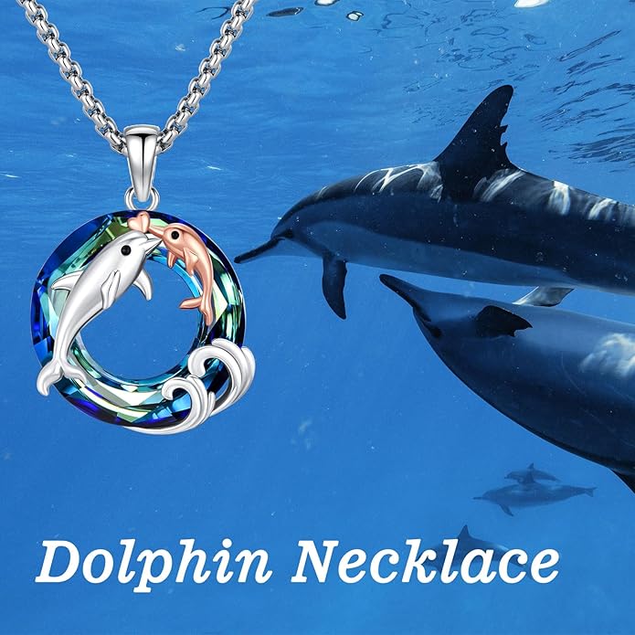 Black Cat/Dolphin/Bat Necklace Animal Pendant 925 Sterling Silver Cute Animal Jewelry Graduation Gifts for Women Men Animal Lovers Christmas Holiday Birthday Fathers Day