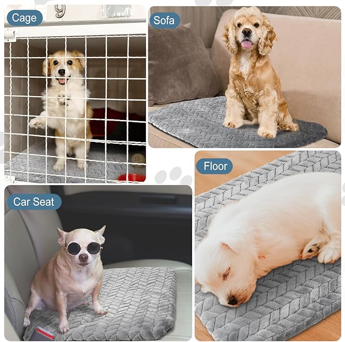 4 Pack Self Heating Cat Pad 16 x 20 Inch Self Warming Cat Bed Non Slip Warm Dog Pad Mat Washable Pet Kennel Pad Crate Bed Mat Removable Cover Cat Blanket for Indoor Outdoor Pets(Gray)