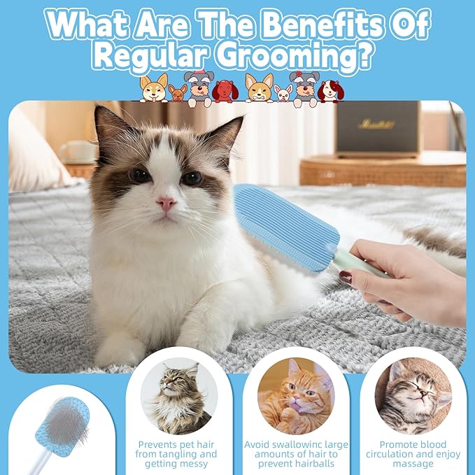 2PCS Cat Tongue Comb,Cat Tongue Brush,2024 New Cat Grooming Brush,Cat Grooming Brush for Indoor Cats,Cute Cartoon Ice Cream Cat Fur Remover Comb for Cats Grooming Easily Removes Fur Reducing Hairballs