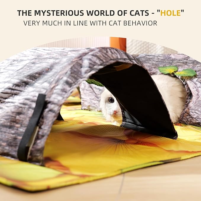 Play Rug for Cats, Super Large Activity Play Mat for Cat Indoor, Large 2 Way Collapsible Fun Interactive Training Toys Tube with Hole for Cats 43.3in x 47.2in 1PC