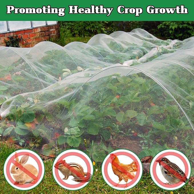 10x50FT Mosquito Netting,Garden Mesh Ultra Fine Plant Netting Barrier for Garden Protection,Mosquito Mesh Screen for Protect Vegetables Fruits from Birds Bugs
