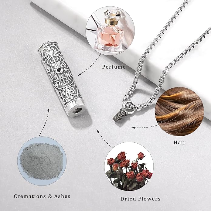 Aniu Cremation Jewelry for Ashes S925 Sterling Silver Urn Necklace Memorial Necklace for Human Ashes of Loved Ones Keepsake Pendant for Men Women