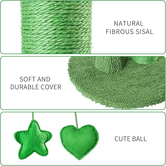 BOLUO Cat Scratching Post Tall Ceder Christmas Cat Trees for Adult Large Cats Scratcher Cute Toy Kitten Kitty Sisal Scratch with Teaser Ball Indoor Outdoor 31 inch