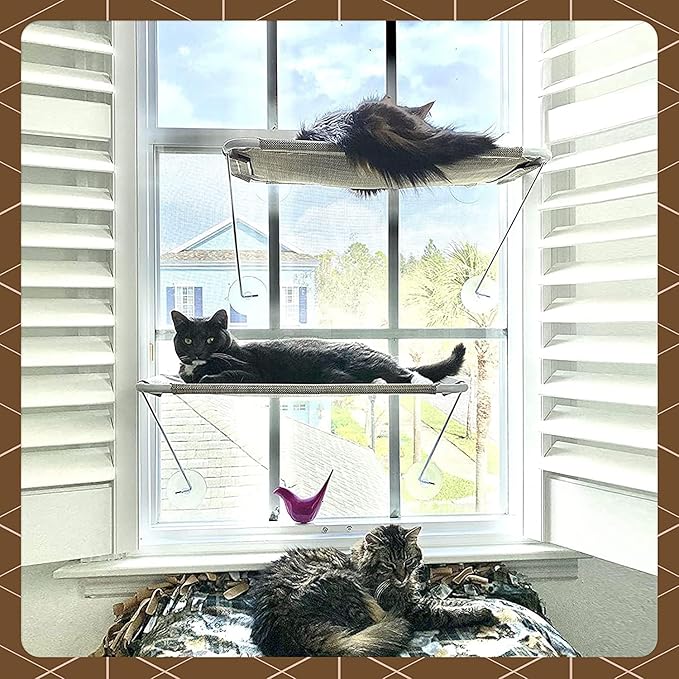 Cat Window Perch, Cozy Cat Window Hammock for Sunbathing Experience, Give Your Cat The Best Seat in The House with a Cat Window Bed - The Best Cat Perch for Your Furry Friend (L, Black)