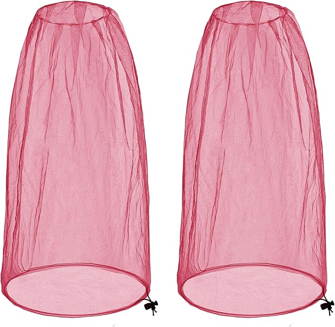 2 Pack Ultra Large Mosquito Net 42x25 Inches Mosquito Head Net Oversized Insect Netting Bug Net Fits Most Hats for Gardening Hiking Fishing Traveling(Pink)
