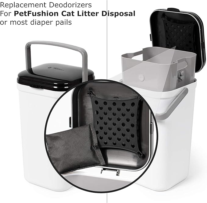 Bamboo Charcoal Deodorizer Bag for Litter Disposal Box/Diaper Pails (4 Pack) - Replacement Inserts for PetFushion Portable Cat Litter Disposal - Absorb and Eliminate Odors/Smells