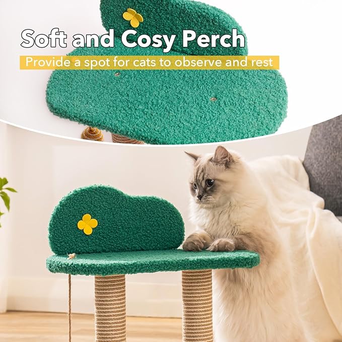 Cat Scratching Post, Scratching Post for Indoor Cats,Soft Perch for Rest,Cat Scratcher with Natural Sisal Pole Cat Self Groomer, Cat Toys Interactive Ball Toys for Kitten and Adult Cats
