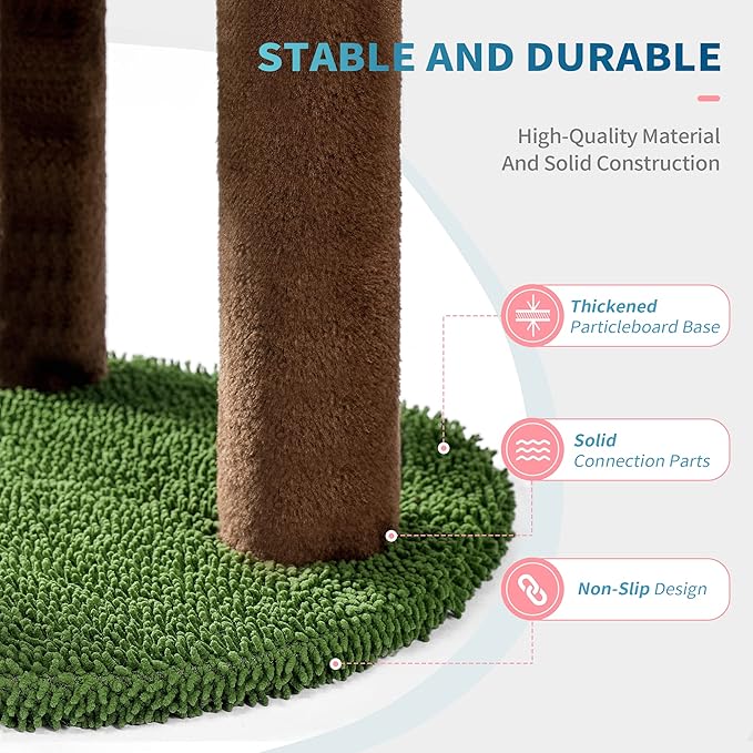 Made4Pets Cactus Cat Tree, Green Cat Tower with Plush Perch for Small Indoor Kittens, Cat Scratcher with 2 Levels Platform for Kitty, Sunflower Scratching Pad and Sisal Post