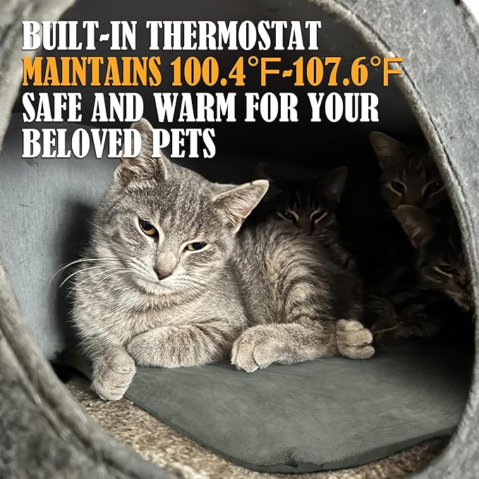 PETNF Outdoor Heating Pad for Cats, Pet Heating Pad for Outdoor Cat House,Safe Electric Cat Warming Pad,Waterproof Heated Cat House for Outside Feral Cat Animal,Outdoor Heat Cat Dog Bed Mat, 20"X16"