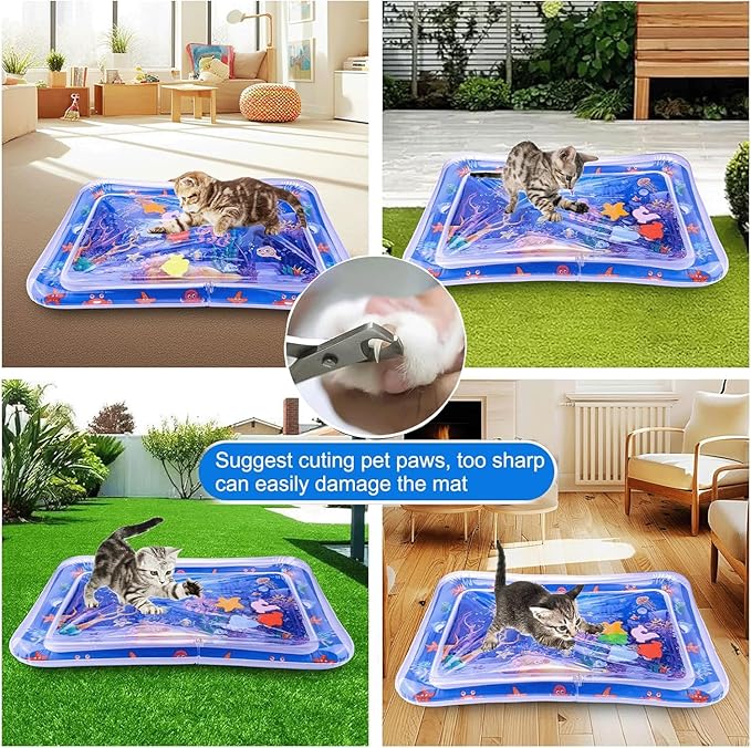 Cat Water Mat, Water Sensory Play Mat for Cats, Thickened Water Cat Mat, Pet Interactive Toys for Cats Dogs Indoor