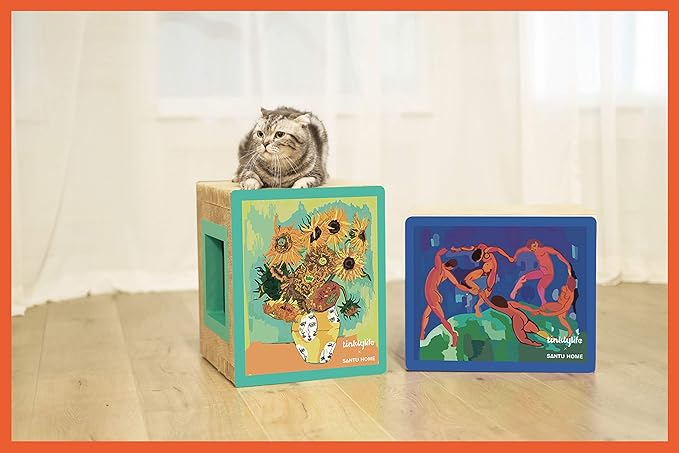 Cat Condo Scratcher Cardboard, Sunflowers Shape Adaptation Spoof Version Cat Scratching House Bed Furniture Protector, Green Colour