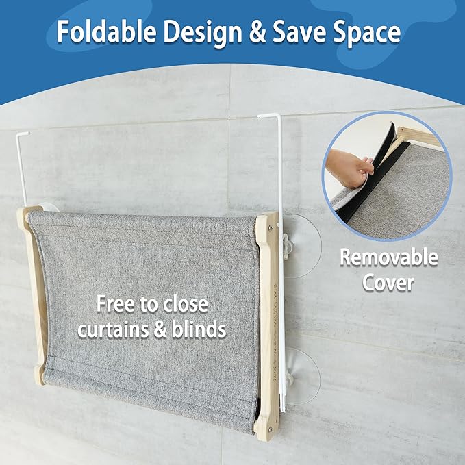 PETKARAY Cat Window Perch, Original Cat Hammock for Window, Foldable Cat Bed for Window Sill, Indoor Window Shelf Hammock Seat with Extra Suction Cups