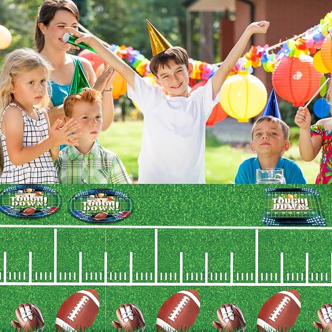 41Pcs Football Party Decorations Football Party Supplies Tableware Set -20 Guests Football Theme Party Plate,Napkins and Tablecloths for Super Sunday Touchdown Party Decoration
