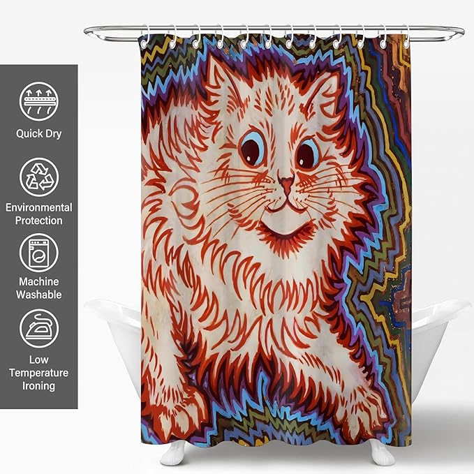 Adorable Orange Kitten Shower Curtain, Colorful Cat Bathroom Curtains,Cute Shower Curtains for Bathroom,Bath Curtain,72x72 Inches