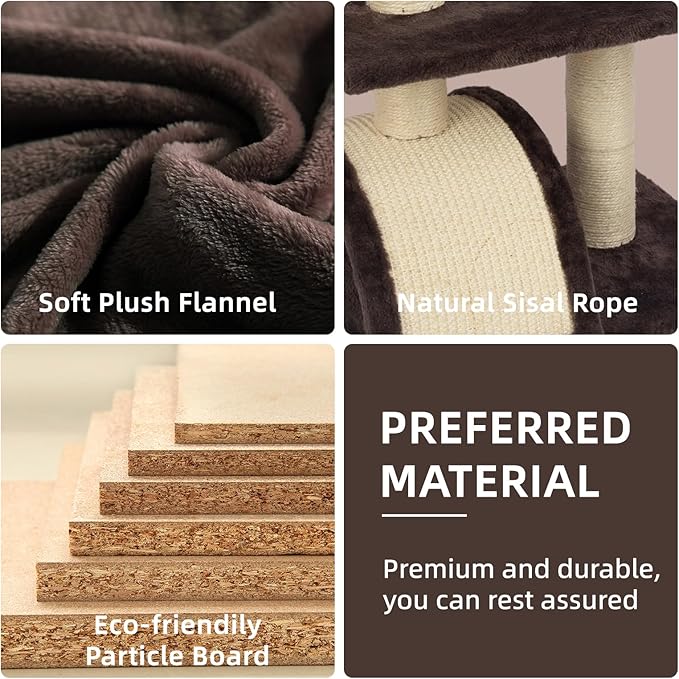 Cat Tree Tower with Cat Scratching Post for Indoor Cats,Activity Centre Climbing Tree Cat Furniture with Playful Toy Balls,Grey