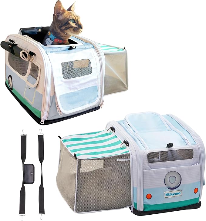 2-in-1 Premium Cat Carrier & Hideaway. Calming Carrier for Anxious Cats. Recommended by Veterinarians. Airline Approved, Soft-Sided, Expandable & Collapsible,17" x 11" x 11", Easy to Clean