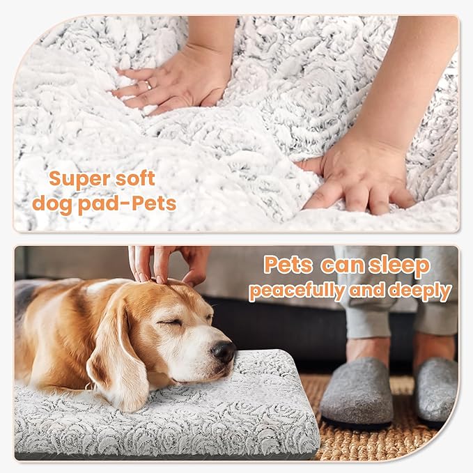 2 in 1 Dog Bed Crate Pad Mat Washable Reversible (Cool & Warm) Soft Fluffy Pet Kennel Beds for Large Medium Small Puppy Cat Sleeping Mattress Machine Wash Dog Cooling Mats (Dot Grey, 41"*27")