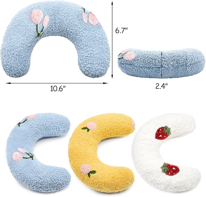 ucho Pillow for Cats, Soft Fluffy Cat Neck Pillow, U-Shaped Pillow for Pet, Pet Calming Toy Half Donut Cuddler for Joint Relief Sleeping Improve Machine Washable (Blue)