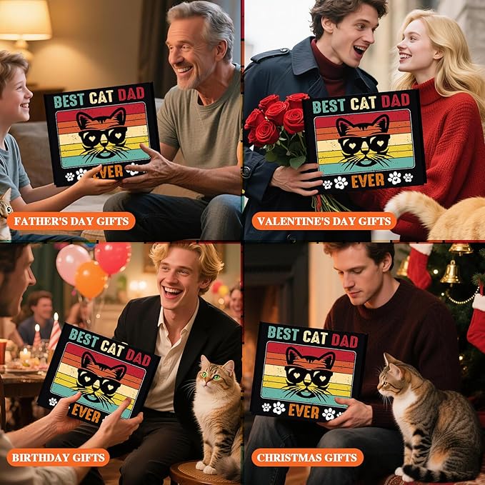 9 Pieces Cat Dad Gifts for Men, Cat Lover Gifts for Men with 20 Oz Tumbler Baseball Cap Socks Bracelet Keychain Bookmark Bottle Opener Greeting Card, Father’s Day, Birthday, Christmas Gift