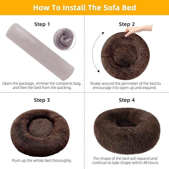 Nisrada Dog Bed for Small Medium Large Dogs, 27 inch Calming Dogs Bed, Washable-Round Cozy Soft Pet Bed for Puppy and Kitten with Slip-Resistant Bottom