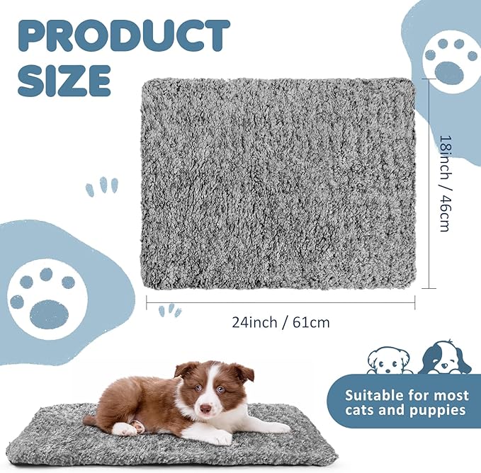 6 Pack Self Warming Cat Pads 18 x 24 Inch Self Heating Dog Cat Mats Extra Warm Thermal Pet Bed Washable Pet Crate Bed Mat Blanket Removable Cover Non Slip for Indoor Outdoor Pets (Grey)