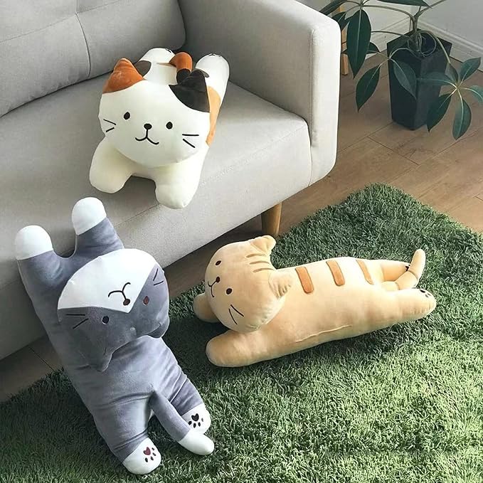 ARELUX 22in Soft Cat Big Sleeping Hugging Pillows,British Short Hair Cat Plush,Kitten Stuffed Animal Throw Pillows Accompany Plush for Friends Family Birthday