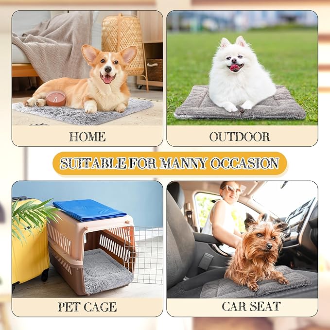 2 Pcs Cat Beds Small Dog Bed, Self Warming Cat Dog Mat Washable Warm Fluffy Pet Pad Calming Cushion Soft Kitty Bed for Indoor Outdoor Crate Pets Cat Small Dog Sleeping, 24 x 20 Inch (Gray)