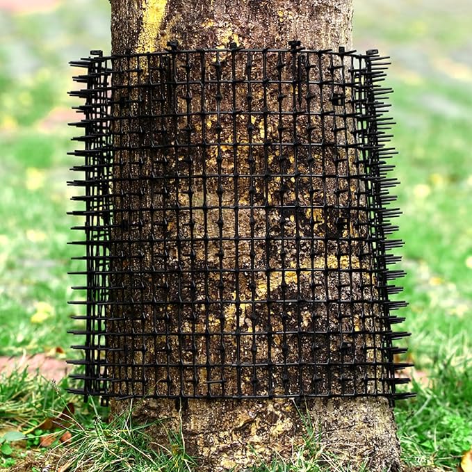 Sanwuta 2 Pcs 26.3 ft Cat Spike Mat Outdoor Cat Deterrent Mat with Spikes Prickle Strips Indoor Dog Digging Deterrent Anti Cats Network Cat Spikes with 10 Staples for Garden Fence (Black)