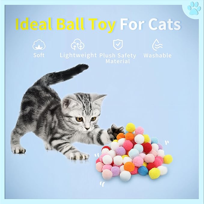 24 Pcs Colorful Pet Balls, Soft Plush Balls, Indoor Toy for Cat, Interactive Cat Toy.