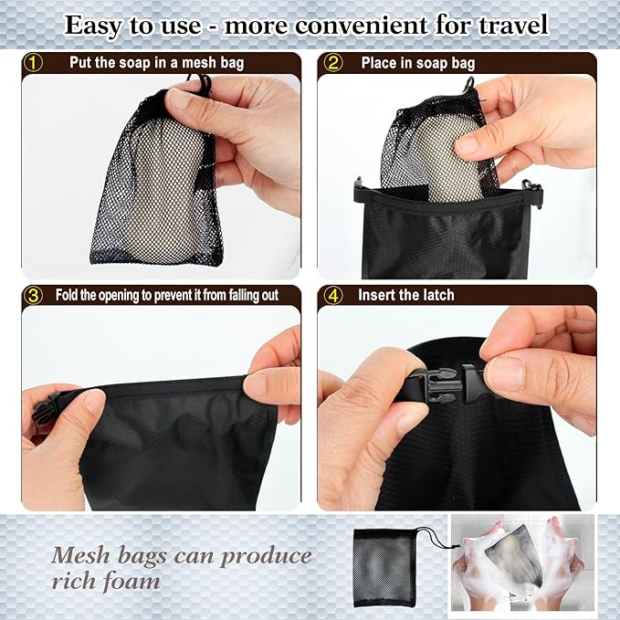 6 Pcs Travel Soap Bag, Waterproof Leakproof Quick Dry Bar Soap Travel Container, Soap Saver Pouch for Camping, Hiking, Hotel Essentials, Portable Soap Holder Travel Case, Soap Travel Bag