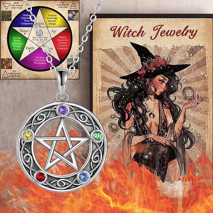 AOBOCO Cat Necklace Sterling Silver Bat Black Cat Quartz Cat Necklace Ghost Pumpkin Pentagram Witch Pendant Necklace Halloween Gifts for Women