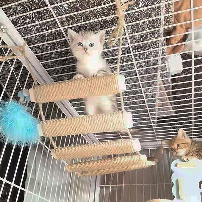 Cat Climbing Frame Bridge Use for Cat Cage Sisal Rope Cat Ladder Pet Furniture Cat Step Scratcher Post Kitten Toys Cat Tree Tower Cat Bridge