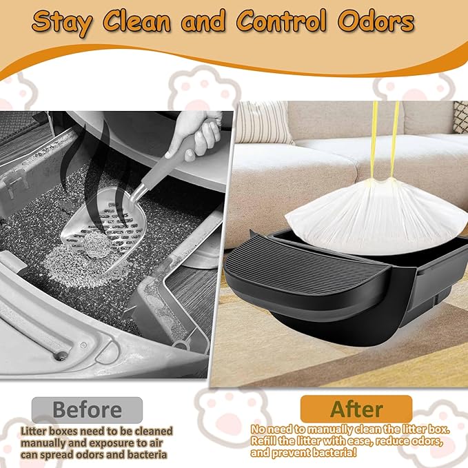 60-Count Cat Litter Box Liners with Drawstring, Compatible with Litter-Robot 3/4, 26.6”X16.7” Heavy Duty Cat Litter Trash Bags, Leak-Proof and Tear-Resistant (26.6”X16.7” 60-Count)