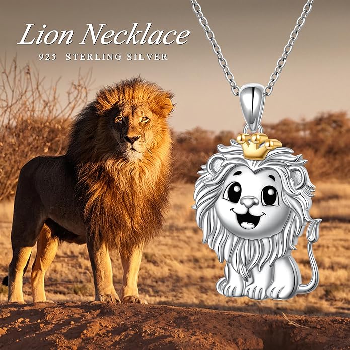 925 Sterling Silver Animal Necklaces Lion/Honeybee/MaMa Bear/Koalas Necklace Adjustable Chain Animal-Lover Pendant CZ/Moonstone Jewelry For Women Men