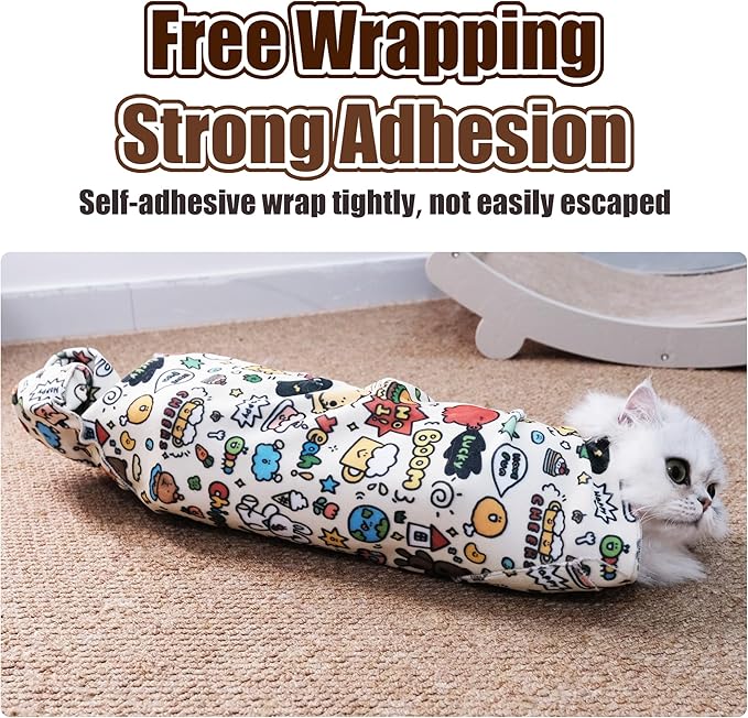 35.5" Cat Grooming Wrap Cat Wrap for Cutting Nails Cat Restraint for Nail Clipping Cat Swaddle Wrap Cat Burrito Wrap XL(Within 22lbs) Anti-Scratch Anti-Escape Multifunctional Pet Tool