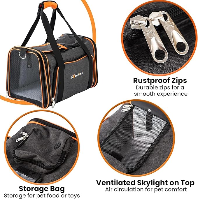 17"x11"x11" Expandable Pet Carrier for Cats and Dogs up to 15 Lbs, TSA Airline Approved, Alloy Accessory, Soft Sided Cat Carrier with Removable Wool Mat, Collapsible Travel Carrier for Cat