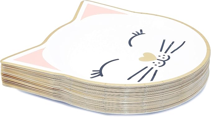 48-Pack Gold Foil Die-Cut Cat Paper Plates Birthday Party Supplies (9.5x9.9 in)