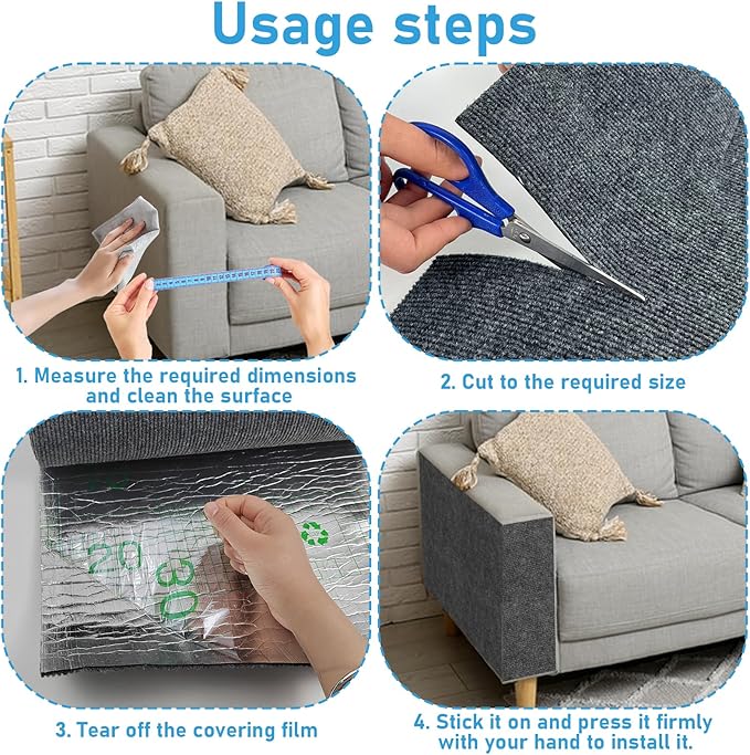 Trimmable Cat Scratching Post Carpet Covered 78.7”x15.8” Self-Adhesive Cat Tree Shelves Replacement Parts Mat Cat Scratcher for Cat Tree Shelves Steps Couch Furniture DIY Protector(Dark Gary)