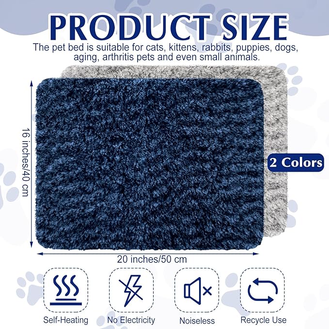 4 Pack Self Warming Cat Pads Self Heating Cat Mat Thermal Pads for Small Dogs Washable Pet Kennel Pad Crate Bed Mat with Removable Covers for Indoor Outdoor Pet