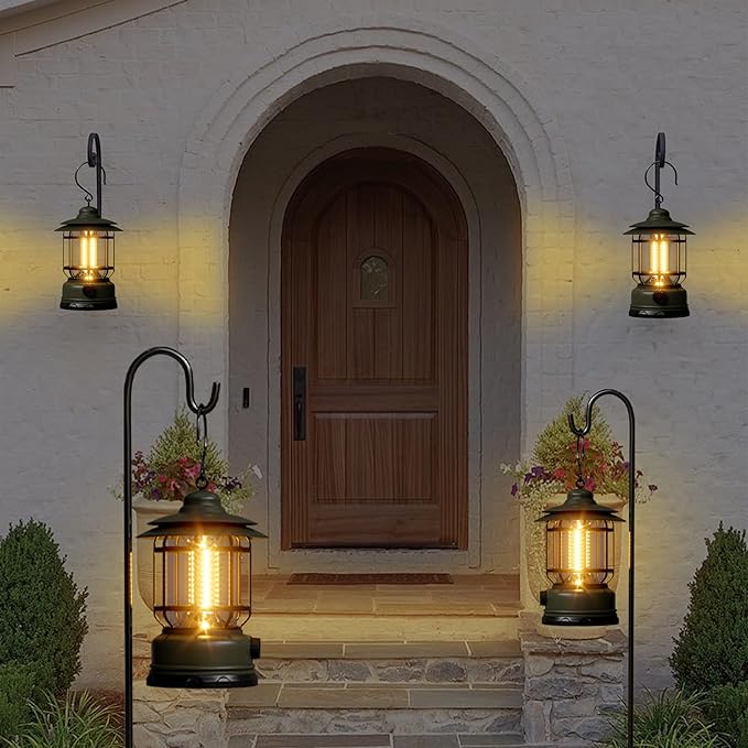 1 Pack Camping Lantern Battery Powered with Stepless Dimming, Rechargeable Battery LED Lantern for Power Outage, Camping Essentials Light for Emergency, Hurricane, Camping,Tent