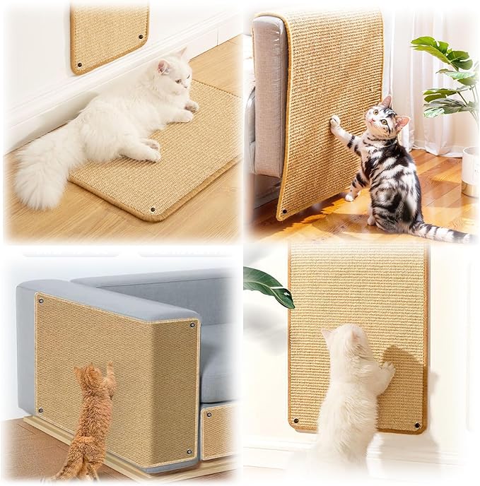 2 Pcs Cat Scratching Mat, Natural Sisal Cat Scratcher Mat Sisal mat Cat Scratch mat Cat Scratch Furniture Protector Cat Scratcher Mat (Brown)