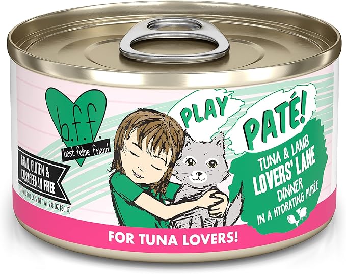 B.F.F. PLAY - Best Feline Friend Paté Lovers, Aw Yeah!, Tuna & Lamb Lovers' Lane with Tuna & Lamb, 2.8oz Can (Pack of 12)